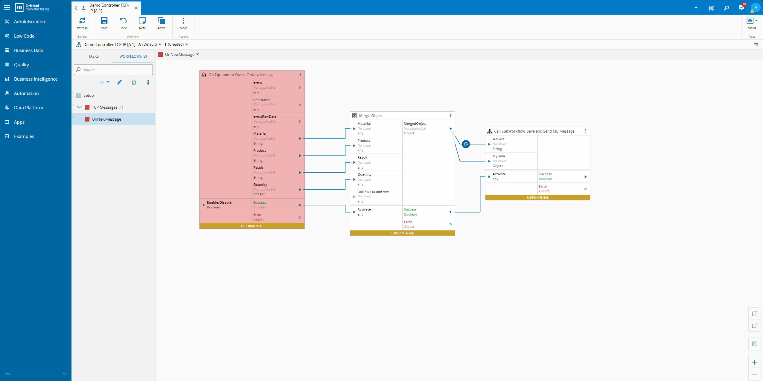 TCP-IP Standalone Workflow example