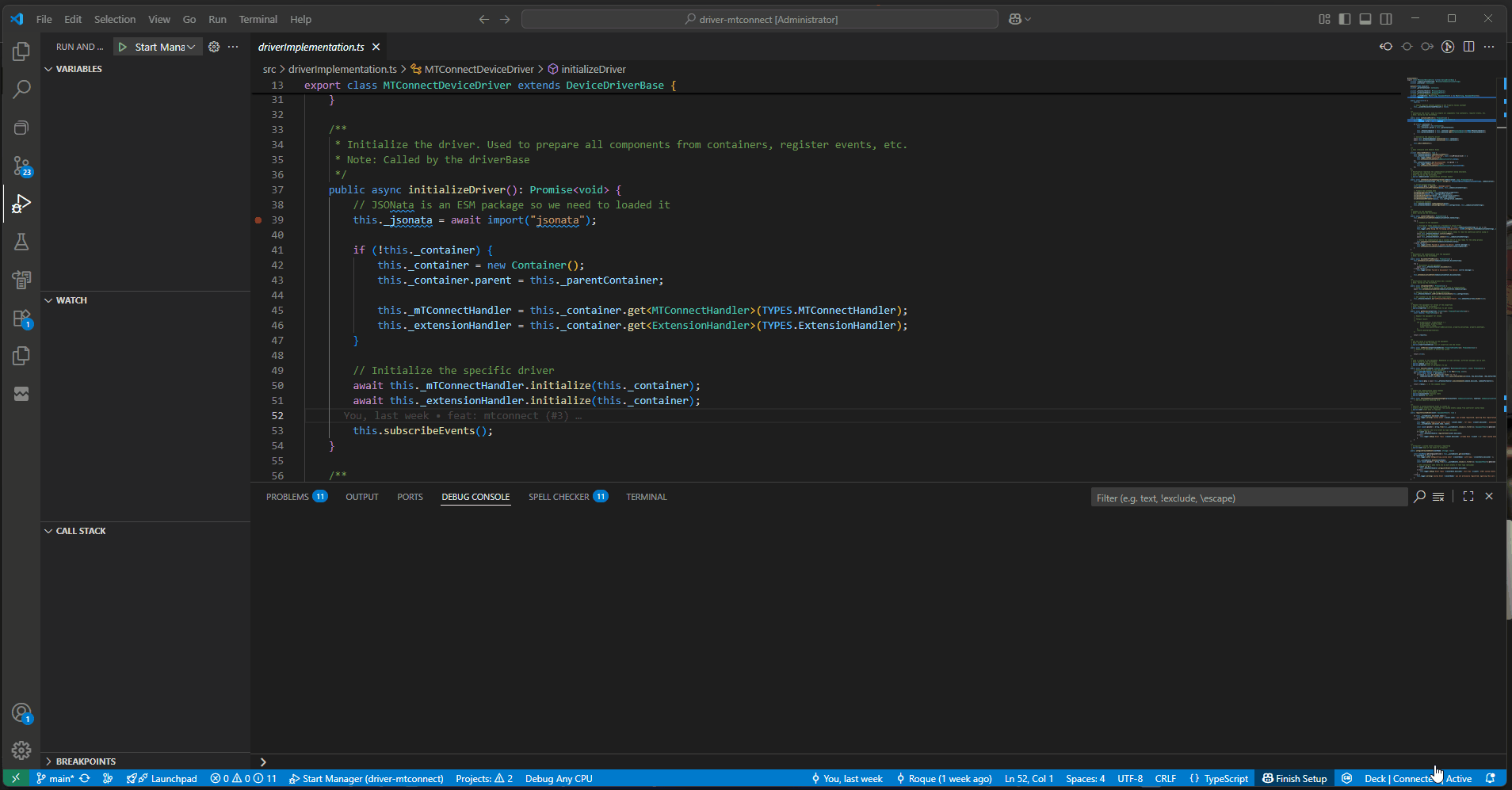 Start Manager Debug