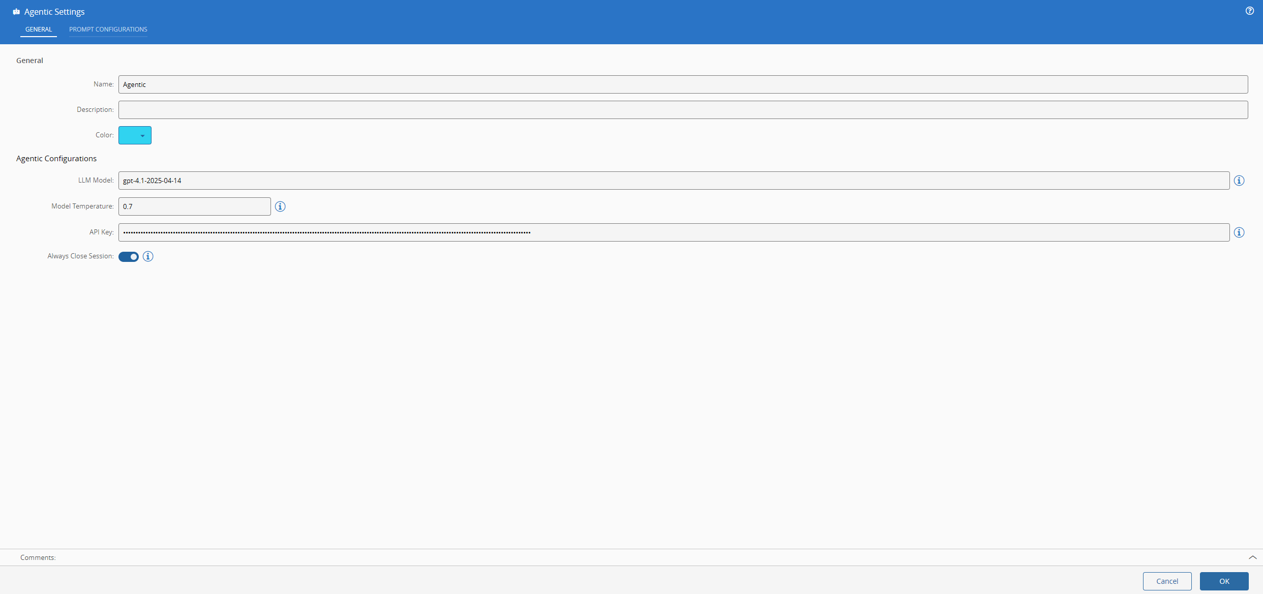 Agentic General Settings