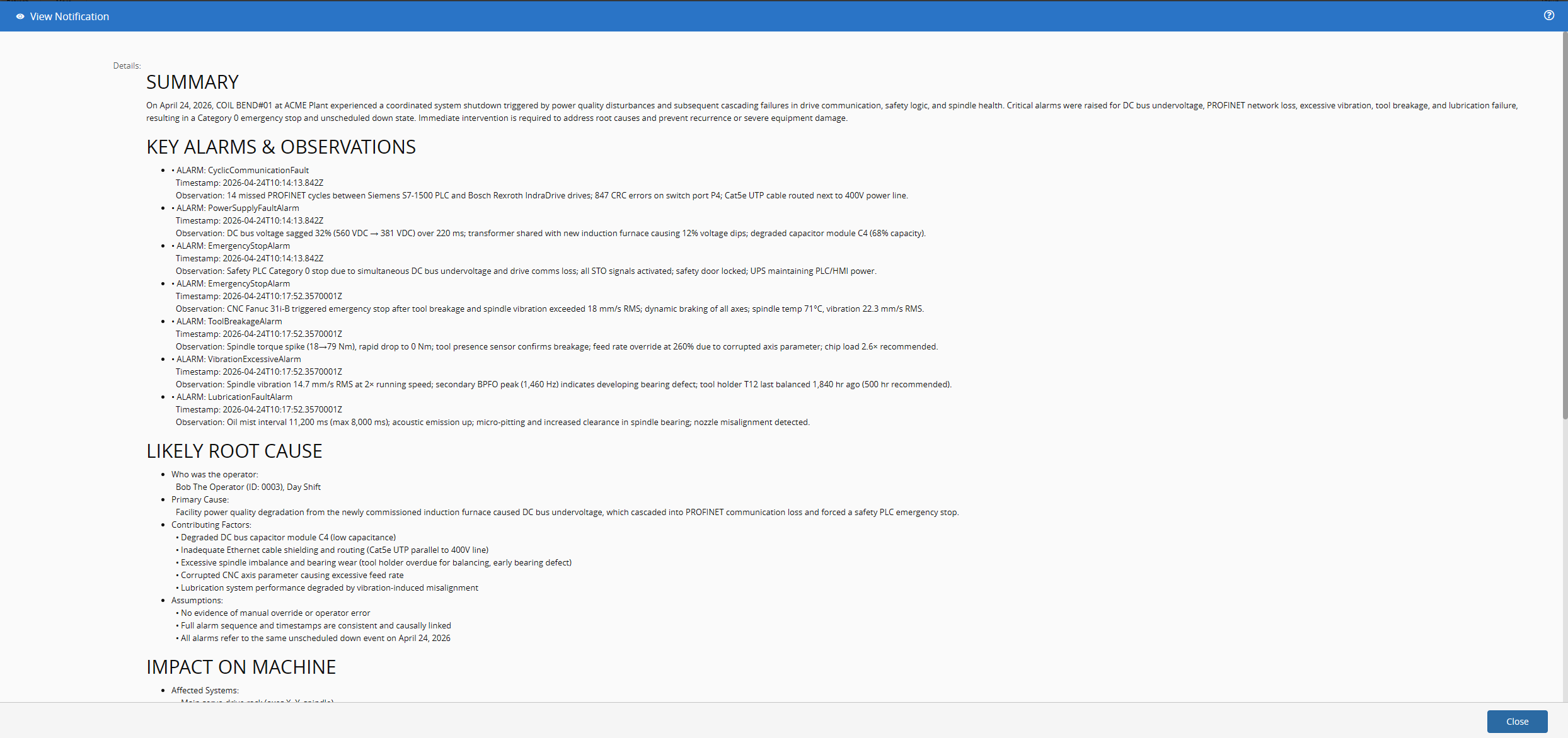 Notification Generated